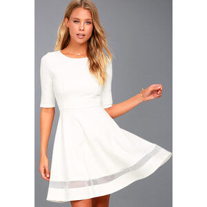 Lulus Sheer Factor White Mesh Skater Dress - Size S